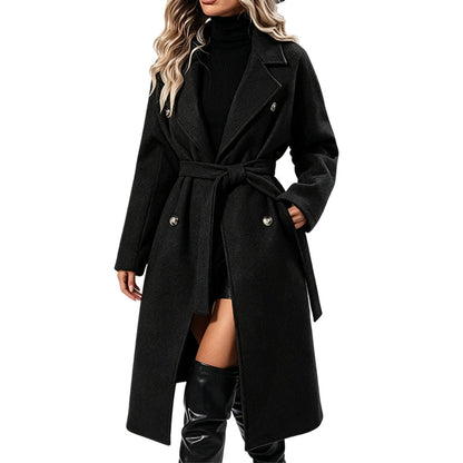 🎉🔥Neu & 50% Rabatt!💖🧥Eleganter Trenchcoat mit Gürtel – doppelreihige Knopfleiste, hochwertiger Wollmantel für Damen, ideal für Herbst & Winter