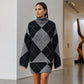 🎉⌛Herbst-Bestseller – Über 38.000 Mal verkauft!🎁🧥Damen Argyle-Strickpullover & Rock-Set