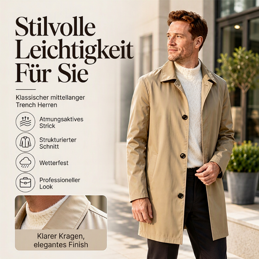 🍂Herbstneuheit🎉🔥Bereits über 8000 Mal verkauft!🧥Einfarbiger, einreihiger Mantel in mittlerer Länge für Herren✨
