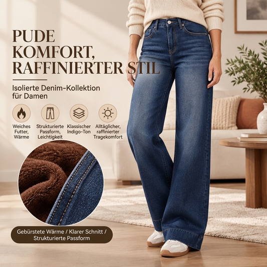 🎉💖Über 38.000 Mal verkauft!🎁👖Damen thermische Wide-Leg-Jeans mit hohem Bund | Keine kalten Beine, kein einschnürender Bund – Warme Weite für Winter & Alltag✨
