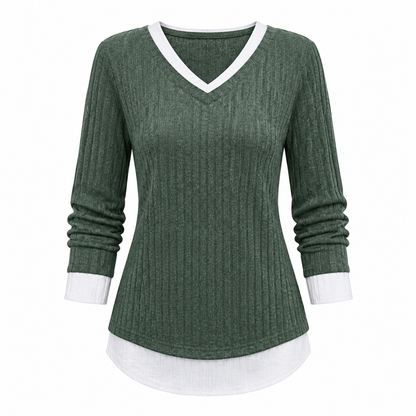 🎉💖Über 88.000 verkauft!🧶🎁Damen Strickpullover im Fake-Zweiteiler-Look – Lässig & Bequem für den Alltag